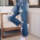 Suki Mid Rise Sequin Patch Tapered Jeans