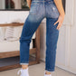 Suki Mid Rise Sequin Patch Tapered Jeans