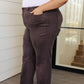 Sybil High Rise Frayed Hem 90's Straight Jeans in Brown