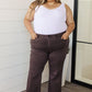 Sybil High Rise Frayed Hem 90's Straight Jeans in Brown
