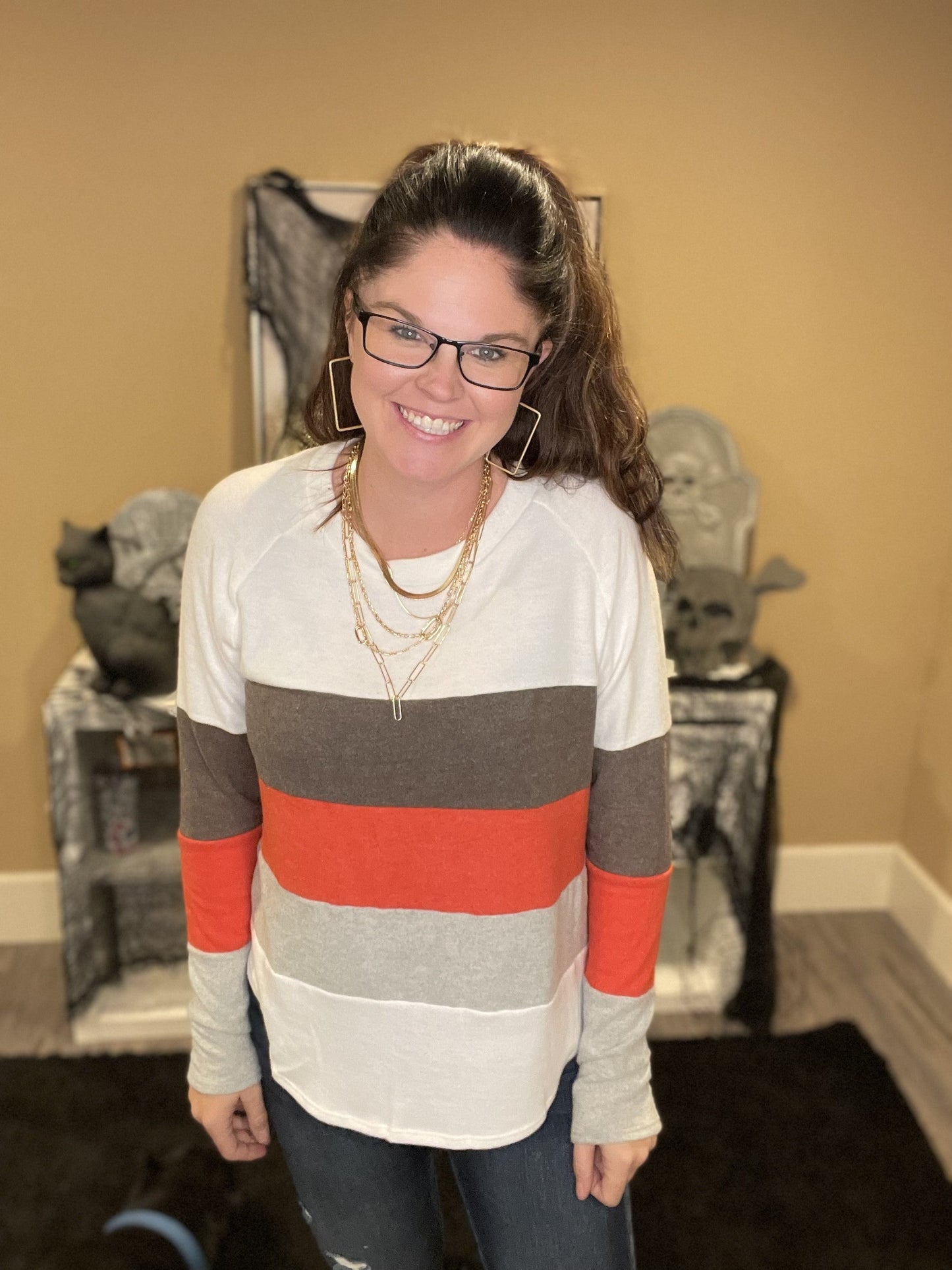 Color Block Long Sleeve Top
