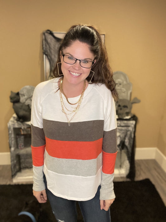 Color Block Long Sleeve Top