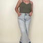 Bayeas High Rise Raw Hem Wide Leg Cropped Jeans