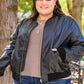 This Is It Faux Leather Bomber Jacket In Black