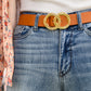 Twist Double Circle Buckle Belt In Brown