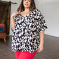Unforgettable V-Neck Animal Print Blouse in Black