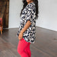 Unforgettable V-Neck Animal Print Blouse in Black