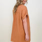 Zenana Gauze Short Sleeve Raw Edge V-Neck Dress