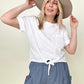 Gigio Cropped T-Shirt with Sequin Pocket and Tie Front