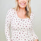 FawnFit Ditsy Floral Henley Long Sleeve Top