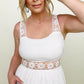 White Floral Openwork Strap Maxi Dress