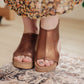 Walk This Way Wedge Sandals in Antique Bronze