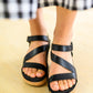 Walkabout Strappy Wedge Sandals in Black