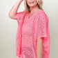 Cotton Bleu Lace V Neck Drop Shoulder Oversize Top