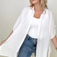 Davi & Dani Solid Button Down Short Sleeve Hi-Low Lace Loose Top