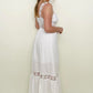 White Floral Openwork Strap Maxi Dress