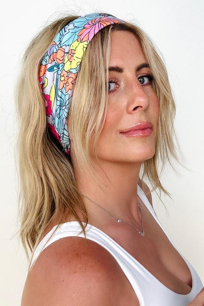 Retro Floral Print Wide Yoga Headband