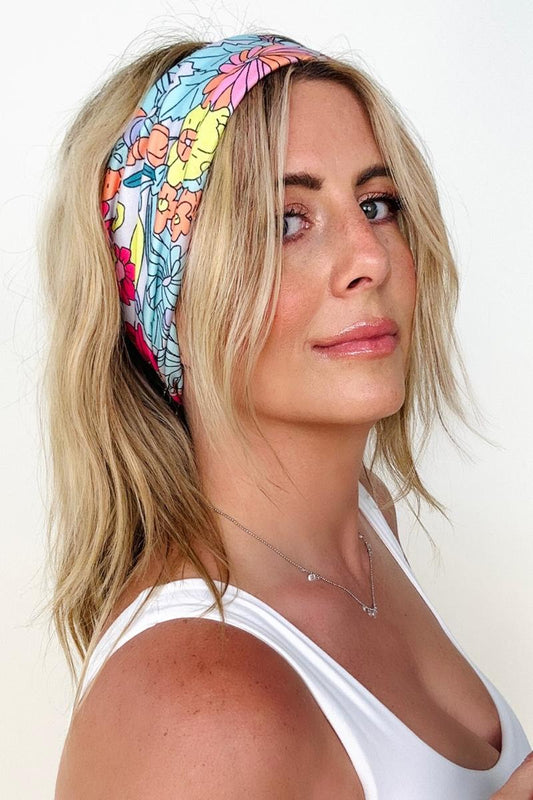 Retro Floral Print Wide Yoga Headband