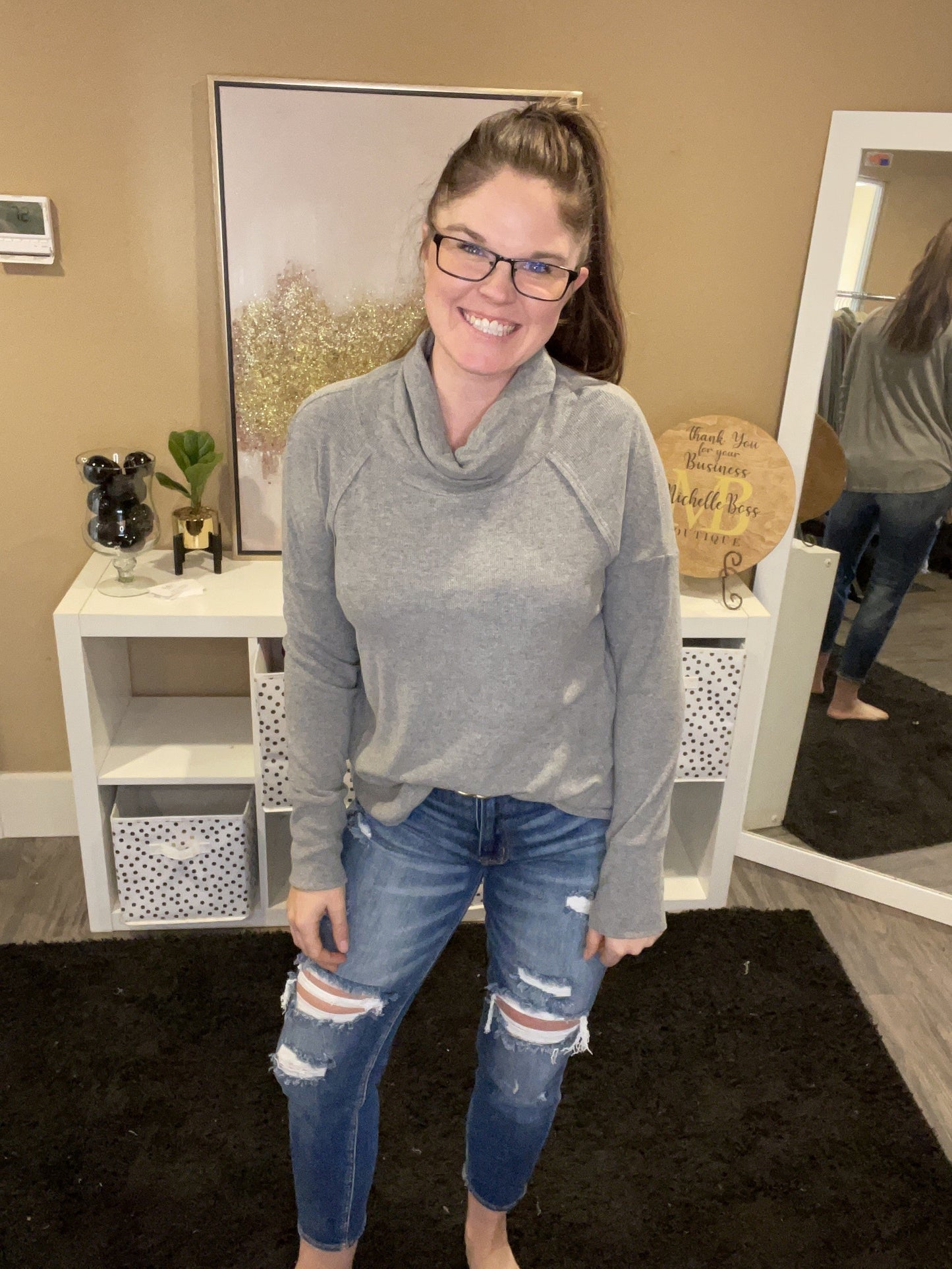 Cowl Neck Long Sleeve Top