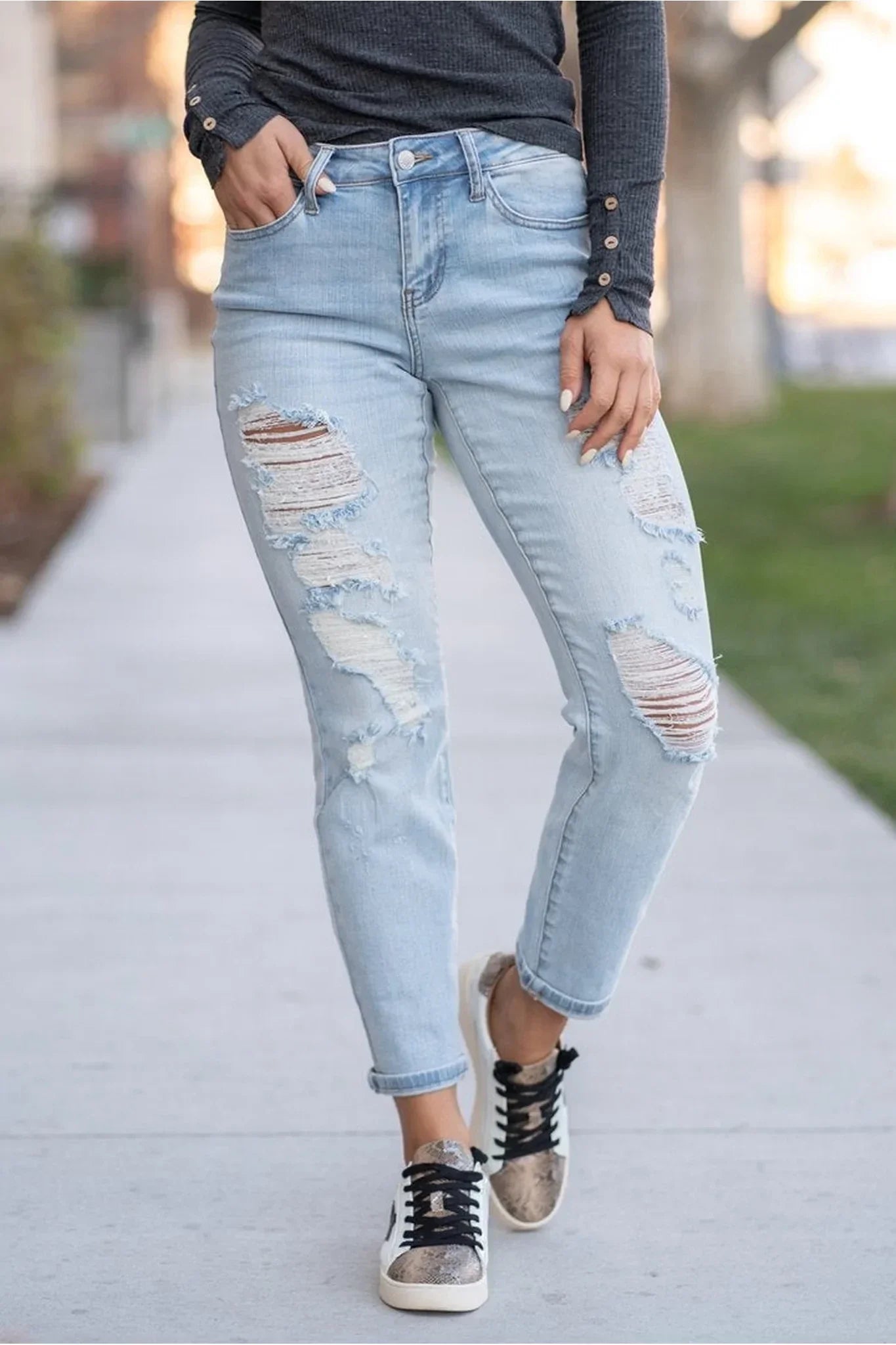 Judy Blue High Rise Distressed Capri