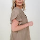 Cozy Co Woven Button Down Ruffle Sleeve Top