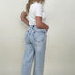 Bayeas High Rise Raw Hem Wide Leg Cropped Jeans