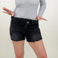 Bayeas Black High Rise Raw Hem Crossover Denim Shorts