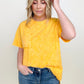 Zenana Washed Shirring Back Short Sleeve Top