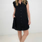Cozy Co Refreshing V-Neck Button Down Mini Dress with Ruffle Sleeves