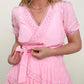 Faux Wrap V-Neck Tie Waist Tiered Mini Dress