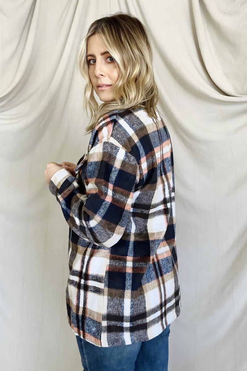Plaid Flannel Shacket With Pockets