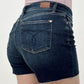 Judy Blue High Waist Super Dark Wash Buttoned Fly Cut Off Denim Shorts