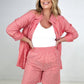 Zenana Striped Button Down Long Sleeve Shirt and Shorts Set