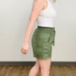 Zenana Linen Frayed Hem Drawstring Shorts With Pockets
