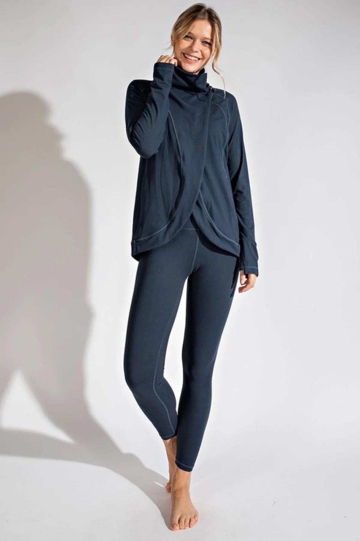 New Colors - Rae Mode Cowl Neck Asymmetric Jacket