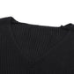 Ribbed Knit V Neck Long Sleeve Sweater