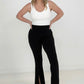 Zenana ITY High Rise Front Slit Flare Pants