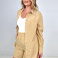 Zenana Striped Button Down Long Sleeve Shirt and Shorts Set