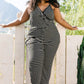 Black & White Striped Surplice Jumpsuit