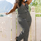 Black & White Striped Surplice Jumpsuit