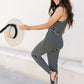 Black & White Striped Surplice Jumpsuit