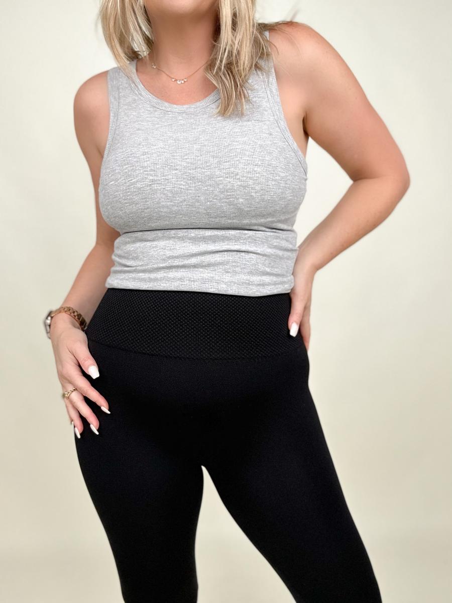 Zenana High Waist Diamond Shape Band Fleece Leggings