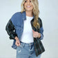 Easel "Plaid Denim Fusion" Washed Plaid Denim Shirt with Flap Pockets