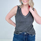 Zenana Washed Raw Edge V-Neck Tank Top