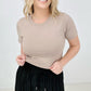 Zenana Cotton Short Sleeve Roud Neck Cropped Top