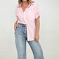 Cozy Co Fold Up Sleeve Button Down Blouse