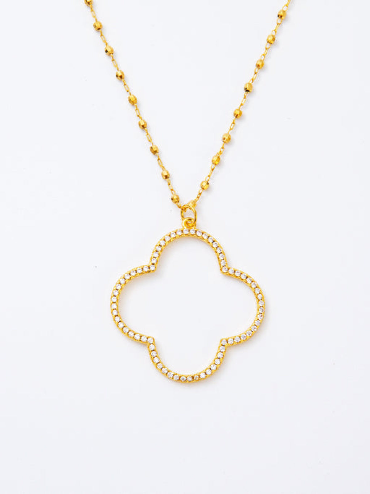 Melania Clara Large Pave Crystal Clover Pendant Dainty Necklace