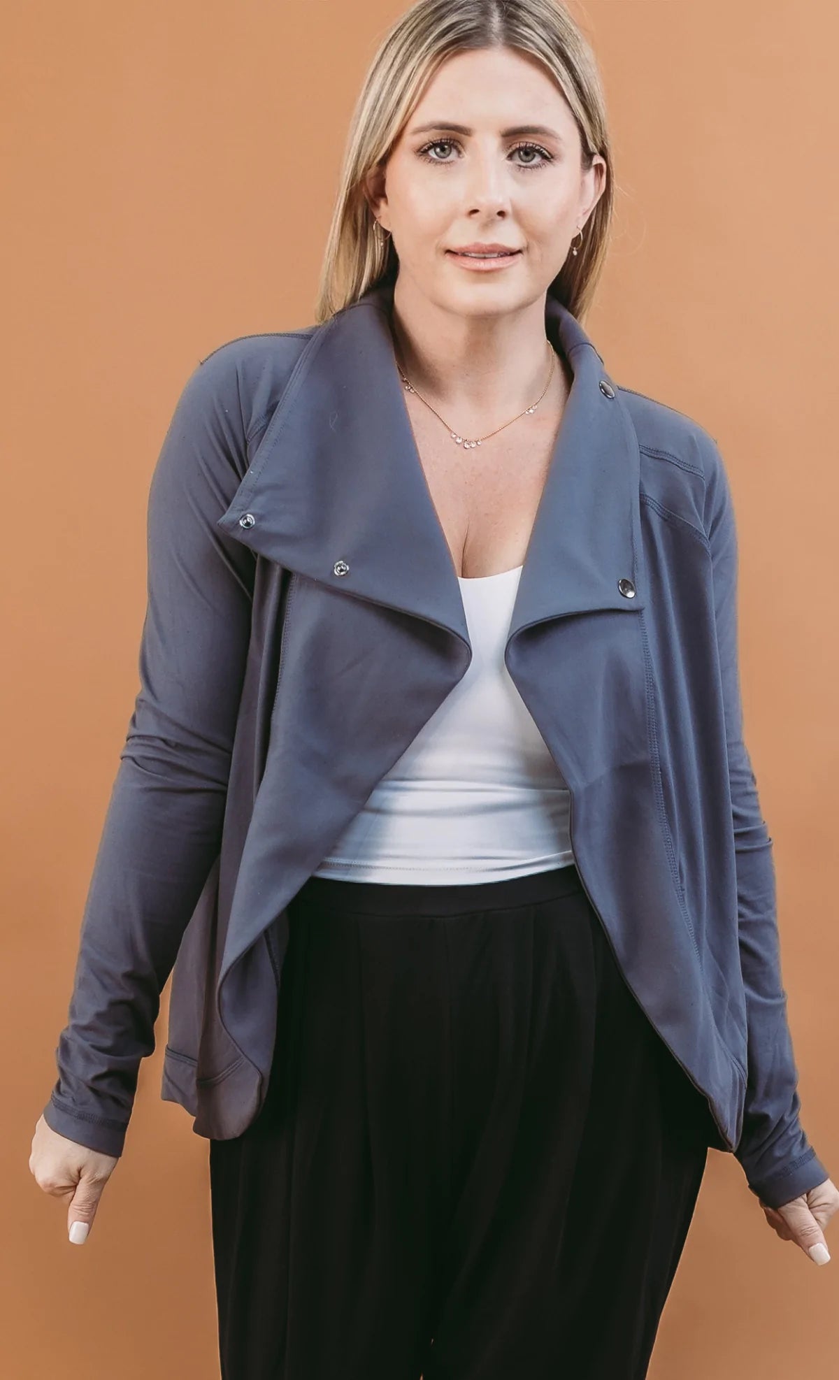 New Colors - Rae Mode Cowl Neck Asymmetric Jacket