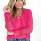 Rose Lace Crochet Textured V Neck Top