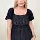 Haptics Babydoll Puff Short Sleeve Eyelet Top